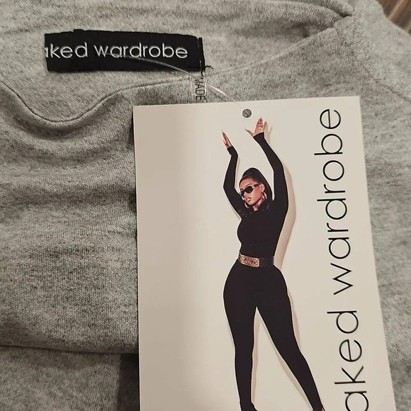 Naked Wardrobe THE NW CROP TOP IN HEATHER GREY Sz M - Picture 2 of 9